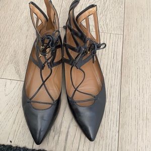 aquazzura laced up flats